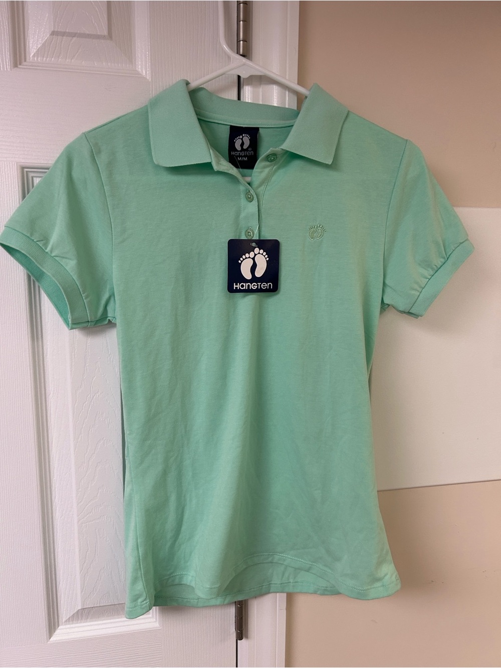 NWT Hang Ten mint green polo shirt logo